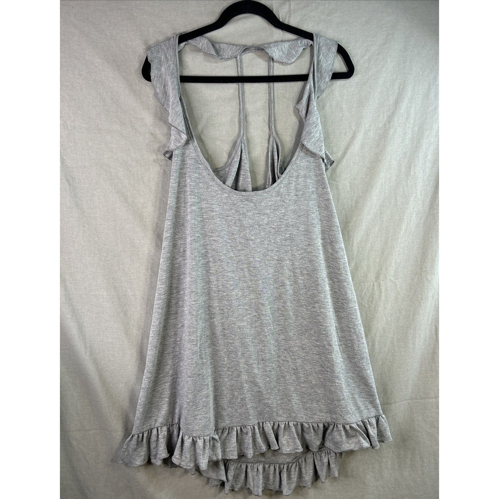 SHEIN Curve Gray Ruffle Hem Tunic‎ Dress | Flutter Sleeve Scoop Neck Mini - Picture 8 of 15